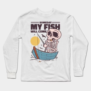 Fishing Skeleton Long Sleeve T-Shirt